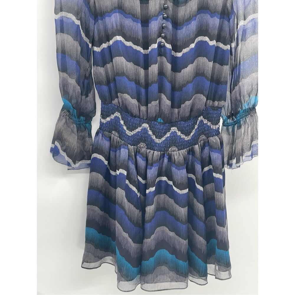 DVF Diane Von Furstenberg Silk Dress Kelley 2 Blue Mini Stretch Waist Peacock - Picture 13 of 15